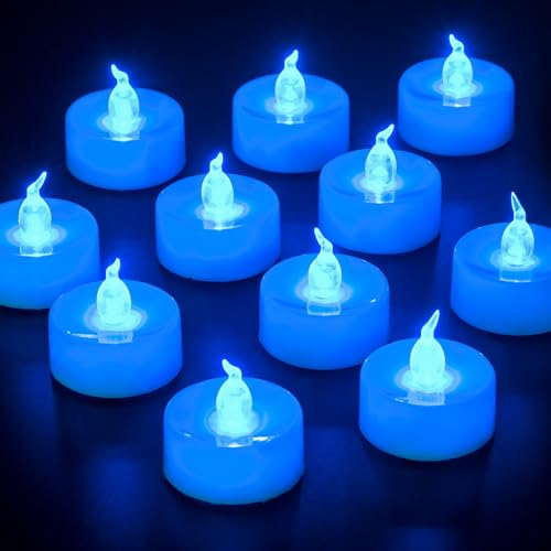 Yakpo 24 Stück LED blaue Teelichter, batteriebetrieben, flammloses flackerndes blaues Votivkerzen, elektrische künstliche Kerzen für Hochzeit, blaue Party, Halloween, Weihnachten Dekorationen Yakpo 24 Stück LED blaue Teelichter, batteriebetrieben, flammloses flackerndes blaues Votivkerzen, elektrische künstliche Kerzen für Hochzeit, blaue Party, Halloween, Weihnachten Dekorationen von Yakpo