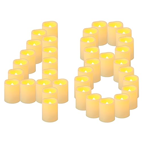 Yakpo 48 Stück 5 cm Votivkerzen, batteriebetrieben, flammenlos, flackernde LED-Votiv-Teelichtkerze, elektrisch betriebene flammenlose Kerze, Großpackung für Feiertage Hochzeiten Halloween-Dekorationen von Yakpo