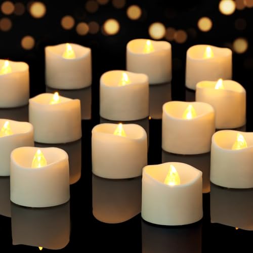 Yakpo 48 Stück warmweiße flammenlose LED Teelichter mit Timer, batteriebetriebene flackernde LED Kerze mit Timerfunktion, große elektrische Votivkerzen für Zuhause, Halloween Weihnachtsdekoration Yakpo 48 Stück warmweiße flammenlose LED Teelichter mit Timer, batteriebetriebene flackernde LED Kerze mit Timerfunktion, große elektrische Votivkerzen für Zuhause, Halloween Weihnachtsdekoration von Yakpo