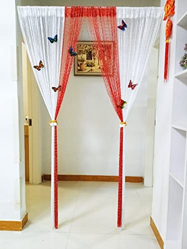 Yaland Fadenvorhang Tür Perlenvorhang Dekorative TürVorhang Anti-Moskito, Scheibengardinen lang für Fenster, Zuhause, Terrasse, Schlafzimmer, Hochzeit (Weiß BxH 100x90cm) 1 Stück von Yaland