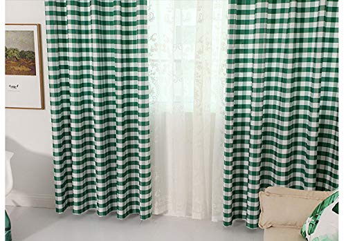 Yaland Home Fashion Dekoschal Karo Vorhang gardinen Modern Kariert Scheibengardine Gingham Vorhänge mit ösen ösenvorhang (BxH 100x150cm,grün) 1 Stück von Yaland