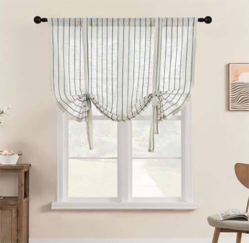 Yaland Leinenoptik Raffrollo mit Blaue-Streifen Muster Bindegardine Landhaus für Dein Fenster Gardinen für Wohnzimmer 1 Stück HxB 140x140cm Yaland Leinenoptik Raffrollo mit Blaue-Streifen Muster Bindegardine Landhaus für Dein Fenster Gardinen für Wohnzimmer 1 Stück HxB 140x140cm von Yaland