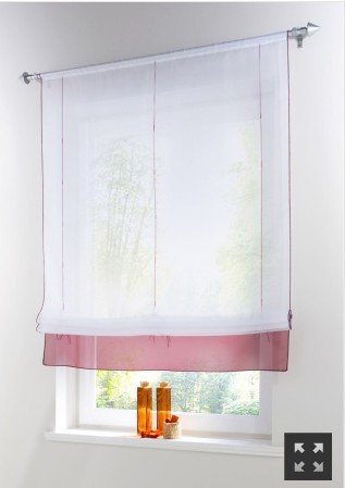Yaland Voile Modernes Bändchenrollo mit farbigem Abschluss Küchen Transparentes Raffrollo Wohnzimmer Gardinenschals (BxH 80x155cm, rosa) 1 Stück von Yaland