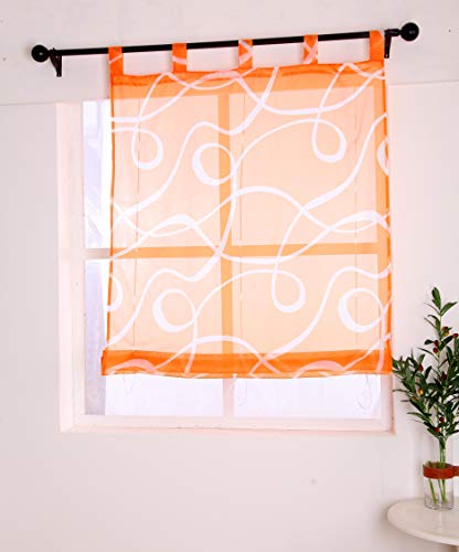 Yaland Voile Raffrollo mit Bedruckt Strefien Muster transparente Raffgardine mit Schlaufen Wohnzimmer Schals (BxH 140x150cm, orange) 1 Stück von Yaland