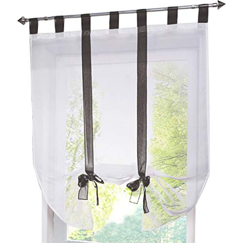 Yaland Voile Raffrollo mit Schlaufen transparente Unifarbige Raffgardine mit Schlaufen Wohnzimmer Schals (BxH 80x120cm, grau) 1 Stück von Yaland