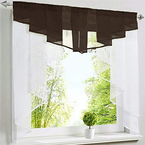 Yaland Voile Scheibengardine mit Falten Landhaus-Look Raffrollo mit Stangendurchzug (BxH 120x145cm, braun) 1 Stück von Yaland