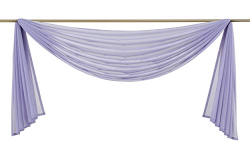 Yaland Voile Transparenter Freihandbogen einfarbig Uni Querbehang Wohnzimmer Gardinenschals (BxH 140x300, violett) 1 Stück von Yaland