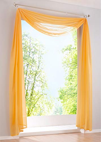 Yaland Voile Transparenter Freihandbogen einfarbig Uni Querbehang Wohnzimmer Gardinenschals (BxH 140x500, orange) 1 Stück von Yaland