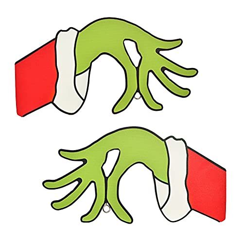 Yalatan 2 Stücke Weihnachtsdieb Grinch Hand ausgeschnitten Tür hängen Weihnachtsdieb Grinch Hand lustige Innendekoration, Grinch Hand Ornamente hängen Thanksgiving Party Wandaufkleber von Yalatan
