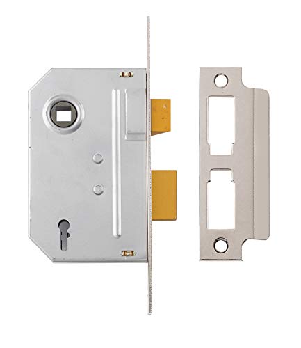 Yale Locks PM320CH25 Einsteckschloss mit abschließbarer Falle und 3 Zuhaltungen, nach britischer Norm, 67 mm, hochglanzpoliertes Chrom von Yale