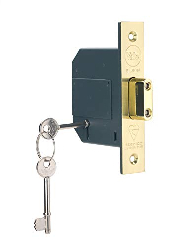 Yale Locks PM562PB30 Einsteck-Sicherheits-Riegelschloss mit 5 Zuhaltungen, 76 mm, poliertes Messing von Yale