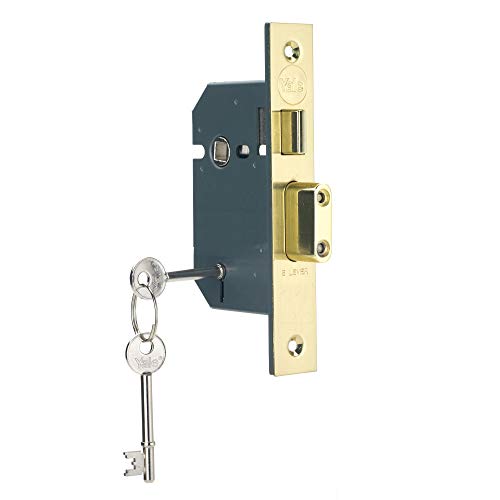 Yale Locks PM550PB65 5 Lever Mortice Sash Lock 64mm 2.5-inch - Polished Brass Finish von Yale