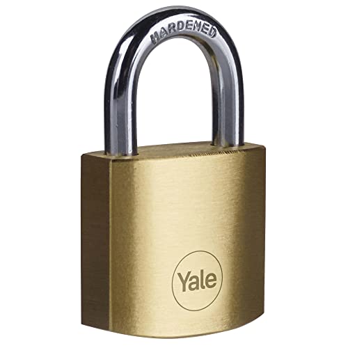 Yale - Y110B/35/120/1 Standardsicherheit 35 mm Messing Vorhängeschloss - offener Stahlbügel - 3 Schlüssel von Yale