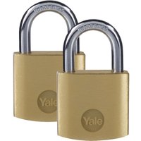 Yale - Y110B/30/115/2 Standardsicherheit 30mm Messing Vorhängeschloss, 2er Set - offener Stahlbügel - 3 gleichschließende Schlüssel von Yale