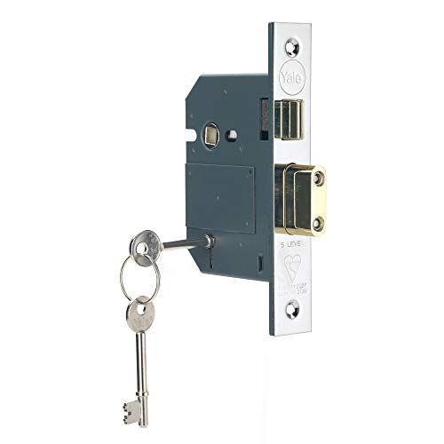 Yale B-BSSL-3.0-CH British Standard 5 Lever Mortice Sashlock, Boxed, Suitable for External Doors, Chrome Finish, 3 Inch/76 mm von Yale