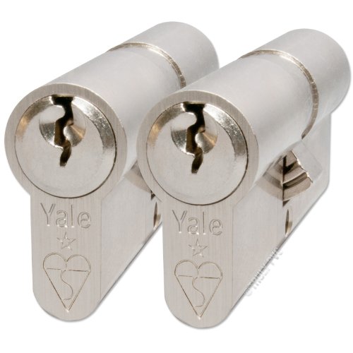 Yale KM4040-NP-KA Euro-Doppelzylinder, 1 Stern, Gütesiegel, 3 Schlüssel, hohe Sicherheit, in Box, geeignet für alle Türtypen, vernickelt, 40:10:40 (90 mm), 2 Stück von Yale