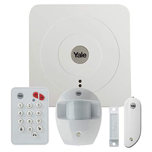 Yale SR-2100i SR-A100-3PET Hausalarm angeschlossen Lite, kabelloses Einbruchschutz-System: Sirene 104 dB + Bewegungsmelder + Öffnung | Push-Benachrichtigungen, E-Mail und SMS, weiß, 1.5 V von Yale