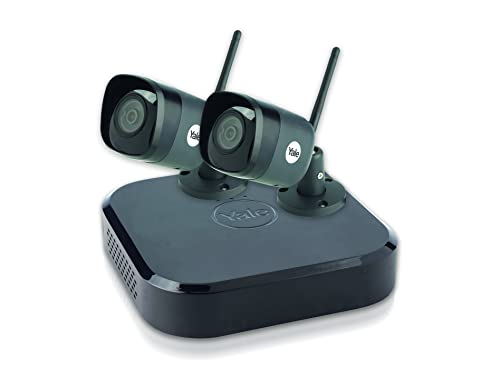 Yale SV-4C-2DB4MX Smart Home CCTV Kit-4M Full HD, 2 WiFi-Kameras, 4 Kanäle, 1TB Festplatte, Schwarz von Yale