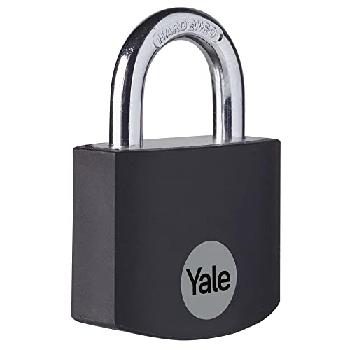 Yale - YE3B/25/112/1/BK Standardsicherheit 25mm Aluminium Vorhängeschloss - Schwarz - Offener Stahlbügel - 3 Schlüssel von Yale