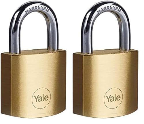 Yale Y110B/30/115/1 - Standardschutz-Vorhängeschloss aus Messing 30 mm - Bügel aus gehärtetem Stahl - Doppelverriegelung - 3 Schlüssel (Packung mit 2) von Yale