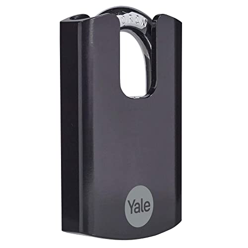 Yale - Y300CB/63/127/1 Maximale Sicherheit 62 mm Vorhängeschloss aus gehärtetem Stahl mit geschlossenem Bügel aus Bor - Schwarz - 3 Schlüssel von Yale