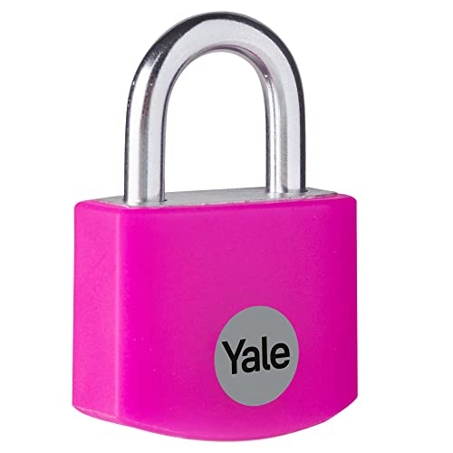 Yale - YE3B/25/112/1/P Standardsicherheit 25mm Aluminium Vorhängeschloss - Rosa - Offener Stahlbügel - 3 Schlüssel von Yale