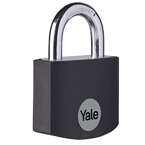 Yale - YE3B/32/116/1/BK Standardsicherheit 32 mm Aluminium Vorhängeschloss - Schwarz - offener Stahlbügel - 3 Schlüssel von Yale