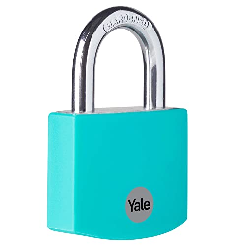 Yale - YE3B/32/116/1/TE Standardsicherheit 32 mm Aluminium Vorhängeschloss - türkis - offener Stahlbügel - 3 Schlüssel von Yale