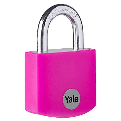 Yale - YE3B/38/119/1/P Standardsicherheit 38 mm Aluminium Vorhängeschloss - Rosa - offener Stahlbügel - 3 Schlüssel von Yale