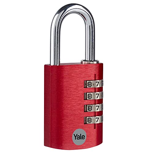 Yale - YE3CB/38/131/1/CO Standardsicherheit 38 mm Aluminium Kombination Vorhängeschloss - Rot - Offener Bügel aus gehärtetem Stahl - 4-Ziffern-Kombinationsschloss von Yale