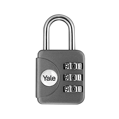 Yale YP1/28/121/1G Kombinationsschloss Zahlenschloss für Reisen, grau, 28 mm, 1 Stück, geeignet für Reisetaschen und Gepäck, 28mm von Yale