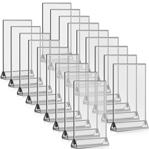 18 Stück Rahmen Tischnummern Klares Tischschild Doppelseitiger Bilderrahmen Tischnummernhalter Acryl Schildhalter für Hochzeit Tischnummern, Menühalter, Fotorahmen (Silber, 10,2 x 15,2 cm) von Yalikop