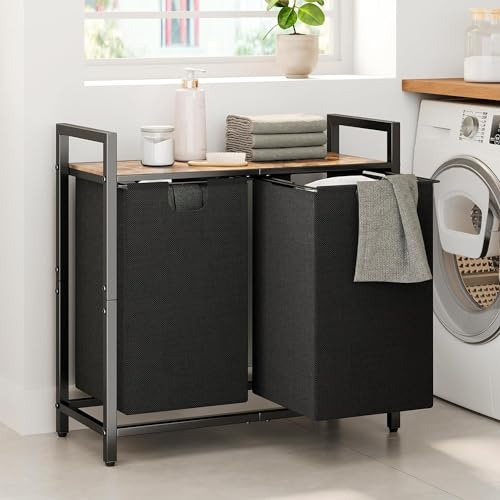 Wäschekorb 2 Fächer 95L Doppel Wäschekorb mit Ablage und Doppel Ausziehbare Taschen Wäschesammler Groß Wäschekorb Holz Waschküche Korb für Waschküche Schlafzimmer Badezimmer Wäschekorb 2 Fächer 95L Doppel Wäschekorb mit Ablage und Doppel Ausziehbare Taschen Wäschesammler Groß Wäschekorb Holz Waschküche Korb für Waschküche Schlafzimmer Badezimmer von Yalixuan