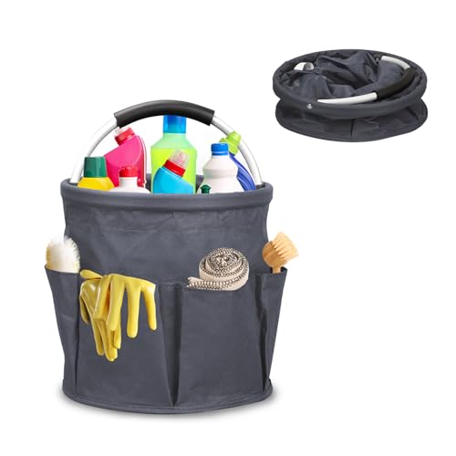 Yallmie Putzmittel Organizer, 17L Reinigungs Organizer Reinigungstasche Putzmittel Aufbewahrung aus 600D Oxford Reinigungstasche Putzmittel Mit Griff Und 6 FäChern FüR Innenbereich,Garten,Badezimmer von Yallmie