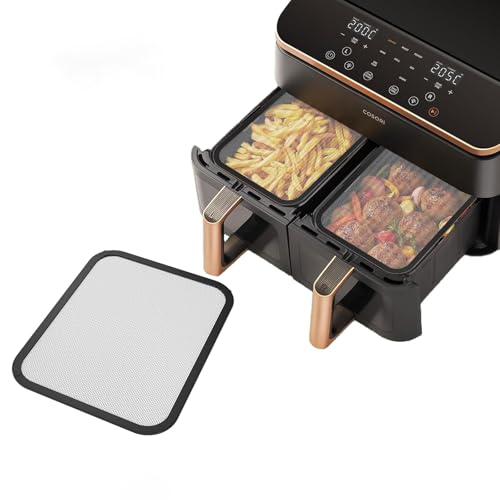 Yallmie 2 Stück Silikon Spritzschutz für Cosori Airfryer 8,5L/10.4L, 22X17X0.55cm Wiederverwendbar Magnetisch Silikon Feinmaschiger Fettspritzschutz Heißluftfritteuse Zubehör Airfryer Zubehör von Yallmie