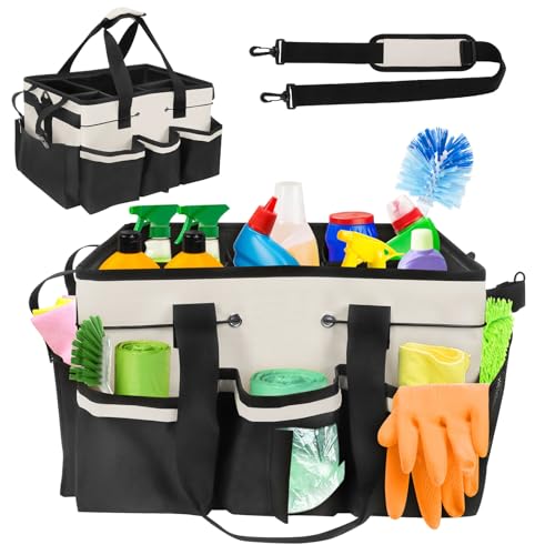 Putzmittel Organizer, Reinigungs Caddy Organisator Reinigungstasche Putzmittel Putz Organizer Tragbar Putztasche Mit Griff Und Verstellbaren Schultergurten FüR Zuhause Auto KüChe Bad Einkaufen von Yallmie