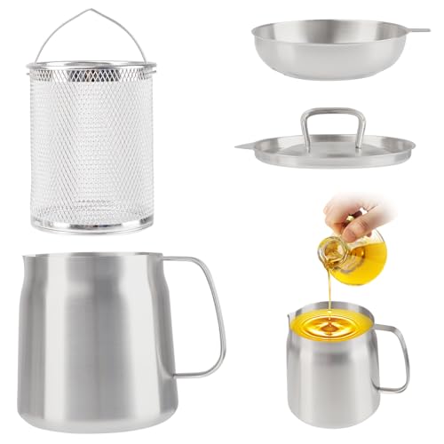 Yallmie 2L Fettbehälter aus 304 Edelstahl, Frittiertopf mit Sieb und Deckel, Rostfreier Stahl Speckfett Ölfiltertopf Fritteusentopf Ölbehälter Fettdose für Aufbewahrung von Frittieröl und Speisefett Yallmie 2L Fettbehälter aus 304 Edelstahl, Frittiertopf mit Sieb und Deckel, Rostfreier Stahl Speckfett Ölfiltertopf Fritteusentopf Ölbehälter Fettdose für Aufbewahrung von Frittieröl und Speisefett von Yallmie