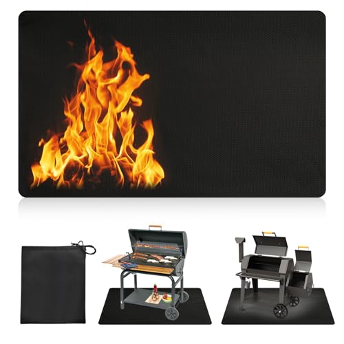 Yallmie Feuerfeste Unterlage, 3 Schicht Faltbare Hitzeschutzmatte Feuerschutzmatte bis zu 1093°C, Feuerfeste Grillmatte Bodenschutz Brandschutzmatte, Hitzebeständige Matte Outdoor für BBQ (122*97cm) von Yallmie