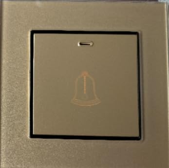 Yallmie Klingeltaster Aufputz aus Verstärktes Glas, 8.6 * 8.6cm Druckknopf Türklingel Schalter mit Schrauben, 220~250V 16A Wasserdicht Klingelknopf Türklingelschalter für Familien und Hotel (Gold) von Yallmie