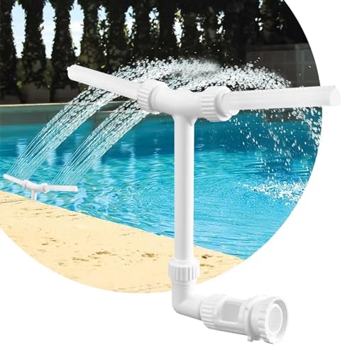 Yallmie Wasserfall Pool Brunnen, 1,5''/ 2,2'' Verschraubung dual Spray Verstellbarer Wasserfall für Schwimmbad Sprüh Wasserbrunnen,360° Brunnen für Pool Spa Dekor Kühlung Entspannung (weiß) von Yallmie
