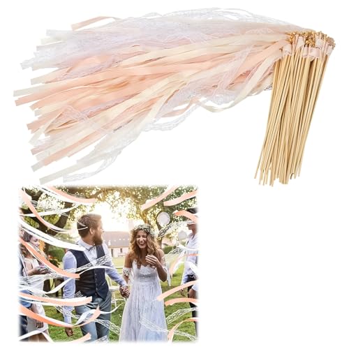 Yallmie Wedding Wands, 50 Stück Stäbe mit Hochzeitsbändern und 100 Groß Glöckchen, Zauberstäbe Hochzeit Luftschlangen mit Holzstäbchen Seidenfeenstab für Hochzeiten, Geburtstage, Partys (Champagner) Yallmie Wedding Wands, 50 Stück Stäbe mit Hochzeitsbändern und 100 Groß Glöckchen, Zauberstäbe Hochzeit Luftschlangen mit Holzstäbchen Seidenfeenstab für Hochzeiten, Geburtstage, Partys (Champagner) von Yallmie