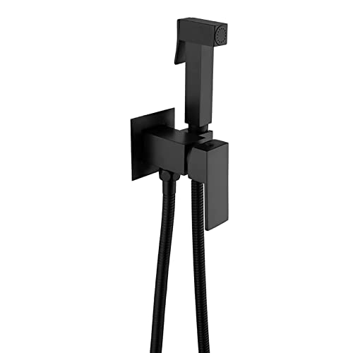 Yalsfowe Hand-Bidet-Sprühgerät, Messing-Bidet-Mischbatterie für Toilette, Badezimmer-Bidet-Kit, Bidet-Handbrause, Bidet-Wasserhahn mit 1,5 m Schlauch,Matte black von Yalsfowe