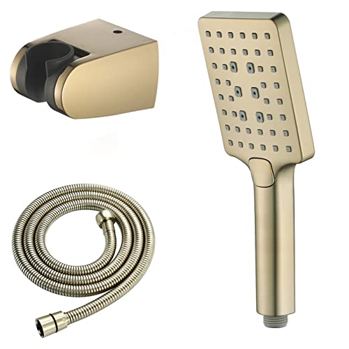 Yalsfowe Handbrause mit Schlauch und Halterung, Gold Duschkopf Hochdruck Wassersparend 3 Funktionen Regendusche Duschbrause, Antikalk Duschkopf Massage, Universal Duschköpfe mit schlauch Yalsfowe Handbrause mit Schlauch und Halterung, Gold Duschkopf Hochdruck Wassersparend 3 Funktionen Regendusche Duschbrause, Antikalk Duschkopf Massage, Universal Duschköpfe mit schlauch von Yalsfowe