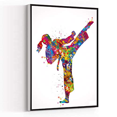 Yalu&Freedom Taekwondo Aquarell Kunstdruck Taekwondo Geschenk für Mädchen Taekwondo Taekwondo Wanddekoration Moderne Leinwand Gerahmt 20,3 x 30,5 cm von Yalu&Freedom