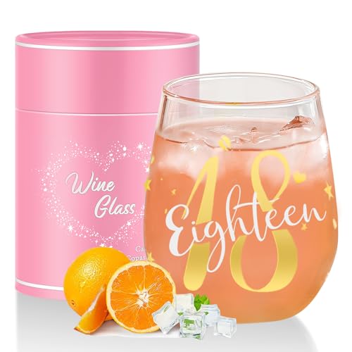 18. Geburtstag Mädchen Junge Weingläser Ohne Stiel Geschenke für Frauen Personalisierte Geschenke Beste Freundin Geschenke Schwester Hochzeitstag Geburtstag Gläser Party Zubehör Weinglas 480ml von Yalucky