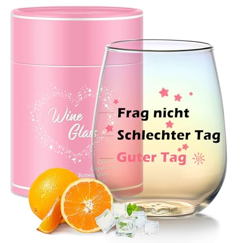 Lustige Geschenke für Frauen Irisierend Weinglas Gravur Weinglas Guter Tag Schlechter Tag Geburtstagsgeschenk Für Frauen Geschenk für Kollegin Freundin Weinglas Ohne Stielmit von Yalucky