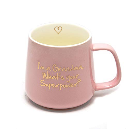 Muttertagskaffeetasse Geschenke - Ich bin eine Oma, was ist Ihre Supermacht Keramik Teetasse - Geburtstagsgeschenke für Mütter und Oma rosa 350ml 12oz (Oma) von Yalucky