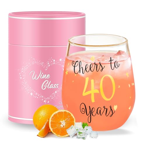 Yalucky Golden Stemless Weingläser, Cheers zu 30th, 40th, 50th Geburtstag Geschenke für Männer Frauen, Party, Hochzeit, Jubiläum, Party Dekorationen Geschenkideen für Frauen von Yalucky