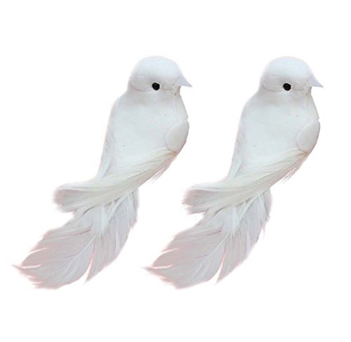 Yalulu 2 Stück 12 * 5 * 5CM Weiß Hochzeit Taubenpaar Künstlich Schaum Vögel Zuhause Ornaments Deko von Yalulu
