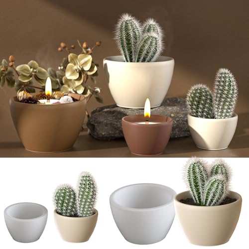 Yalulu 2 Stück Silikonformen Gießformen Tasse Set, Teelichthalter Silikonform Vase Silikon Formen Dose für Sukkulente Kerzenhalter Blumentöpfe Vorratsgefäß von Yalulu